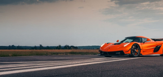 An orange Koenigsegg hyper car called Jesko