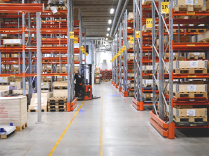Warehouse shelving and stock locations managed in Monitor ERP